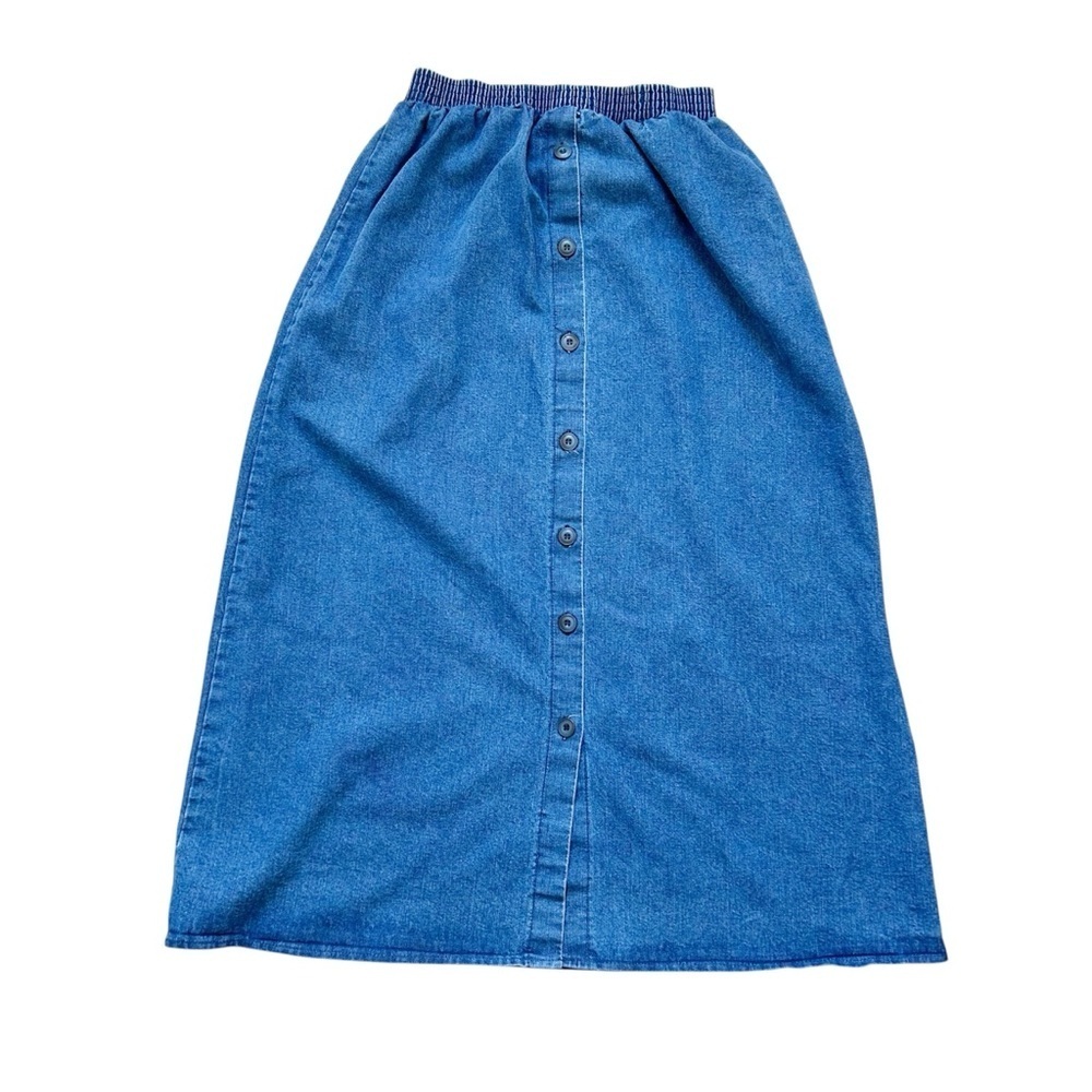 90’s Backroad Blues Denim Skirt, Button Down Size Medium Stretch Waist Band